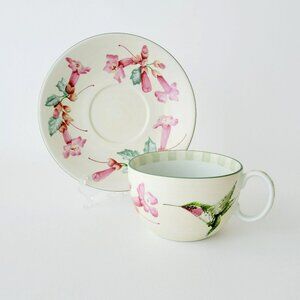 Lenox Summer Greetings Hummingbird Large Breakfast Cup & Saucer Bird & Floral